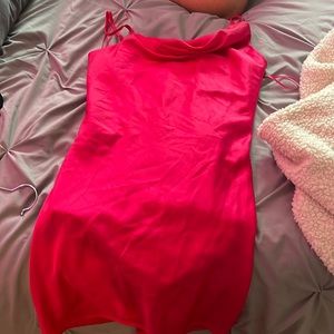 Super down hot pink, Cowel neck, mini dress